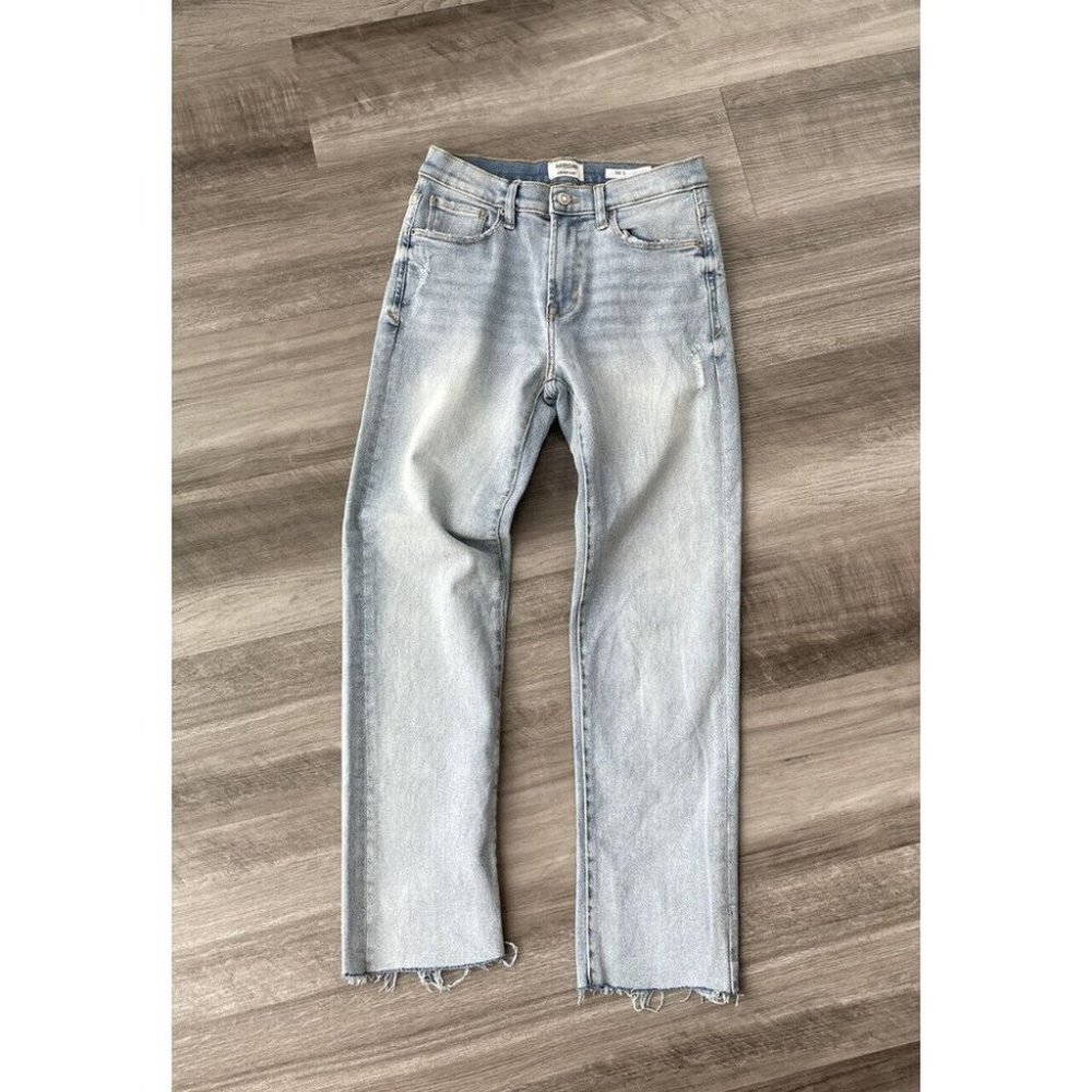 Kensie The Slim High Rise Straight Jeans Size 26 Raw Hem Soft R3